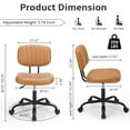 thumbnail image 5 of edx Adjustable Height Armless Office Desk Chair with Wheels, PU Leather Mid Back 360°Swivel Small Computer Chair, Modern Task Chair for Home Office Reading Meeting Room, Brown, 5 of 9