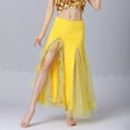 thumbnail image 5 of BLTIBY Belly Dance Sequin Split Skirt for Women Dance Wrap Hip Skirt Ladies Stage Performance Long Dress Dance Practice Half Skirts Yellow Free Size, 5 of 5