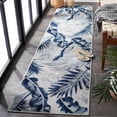 thumbnail image 3 of SAFAVIEH Cabana Rosario Botanical Indoor/Outdoor Runner Rug, Grey/Navy, 2' x 10', 3 of 12