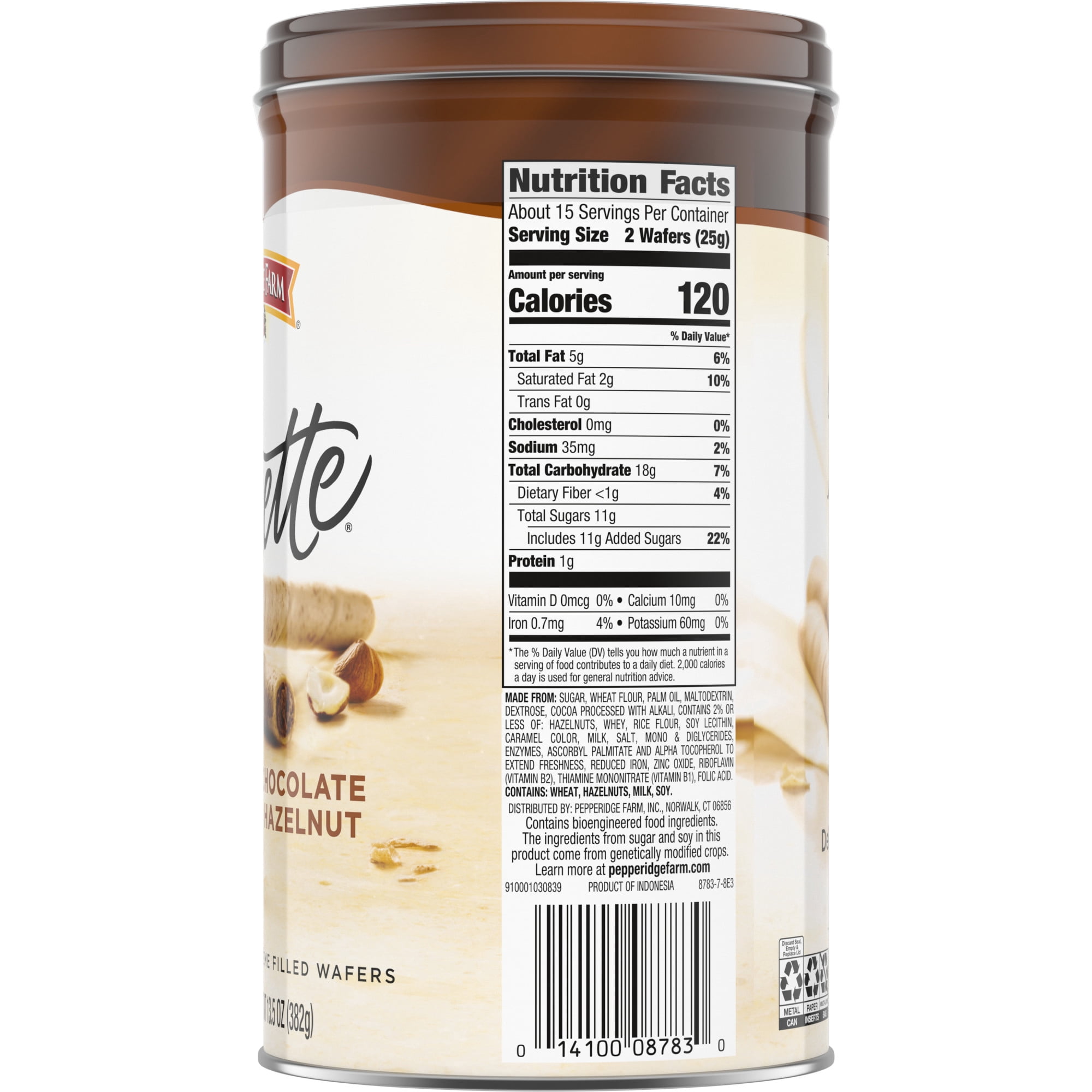 (3 pack) Pepperidge Farm Pirouette Cookies, Chocolate Hazelnut Créme Filled Wafers, 13.5 oz Tin