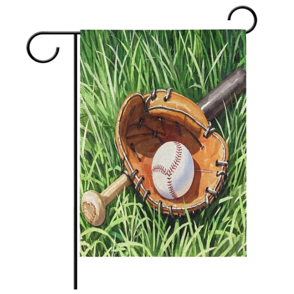 Ryvnso Baseball on Grass Pattern Garden Flag 12x18 Inch Double Sided Seasonal Yard Decoration