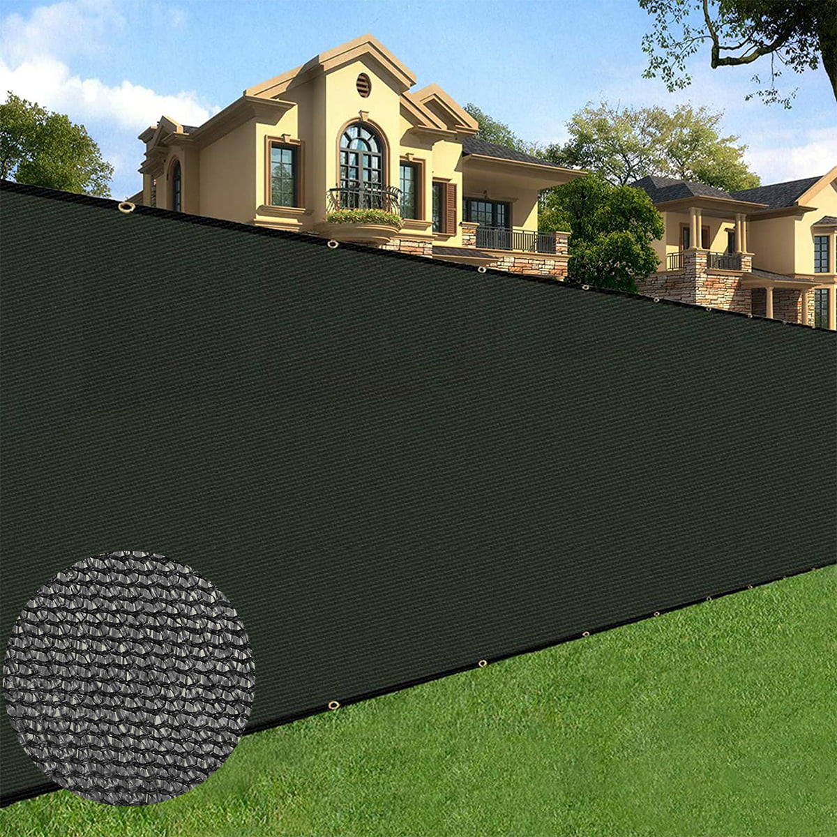 ALEKO 6x25Ft Black Fence Privacy Screen Outdoor Backyard Windscreen Mesh Fabric 