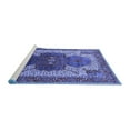 thumbnail image 2 of Ahgly Company Machine Washable Indoor Round Oriental Blue Industrial Area Rugs, 3' Round, 2 of 4
