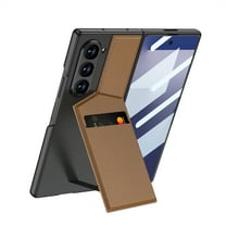 For Samsung Galaxy Z Fold 7 Case with Screen Protector, Wallet Case Built-in RFID Blocking Card Slot, Hinge Protection, Kickstand, Luxury PU Leather For Samsung Galaxy Z Fold 7,Brown