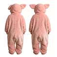 thumbnail image 4 of Cute Cartoon Pajamas for Women Men Pig Onesie Adult Coral Fleece Plush Sleepwear Warm Loungewear with 3D Ears Piggy Pink M, 4 of 5