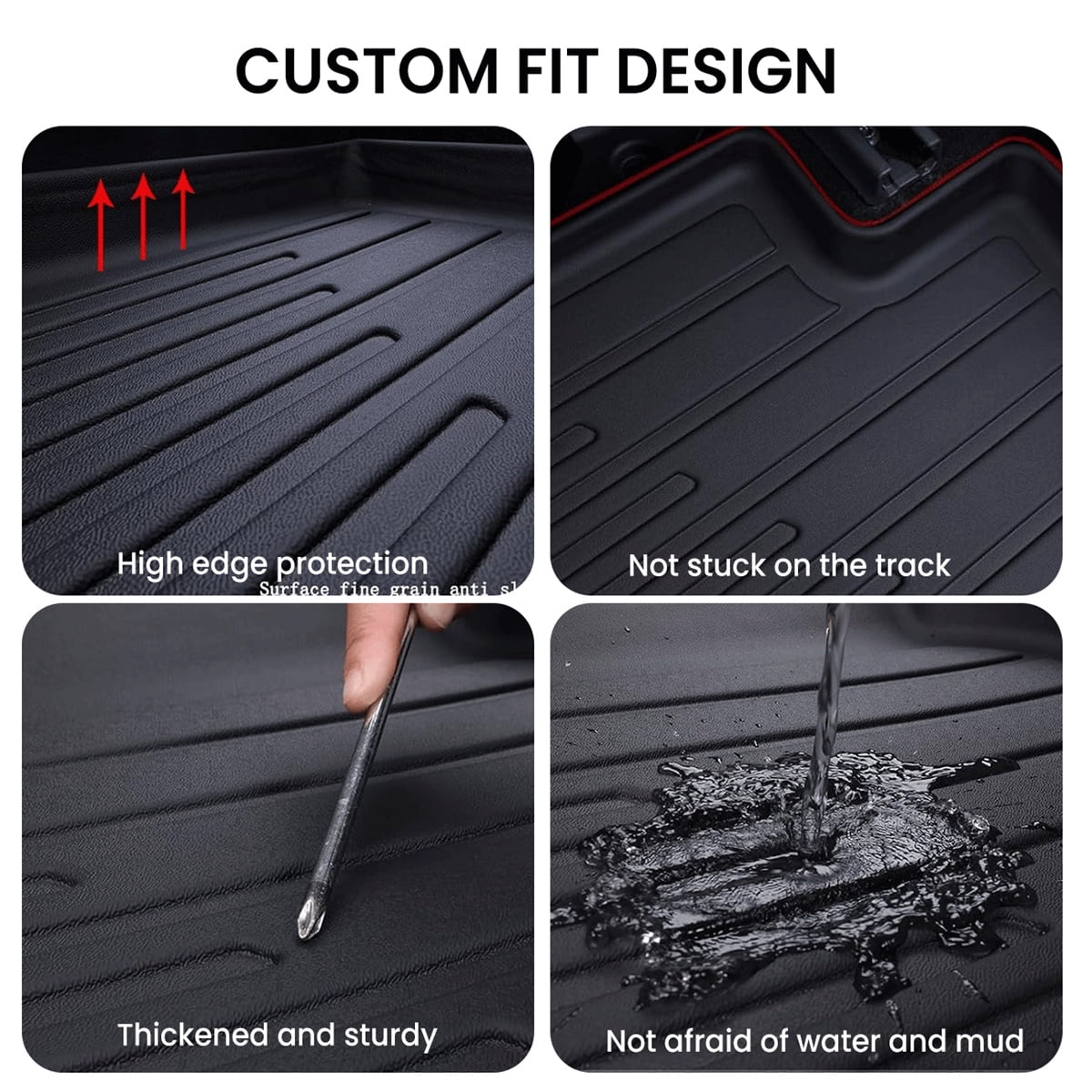 WheelX Floor Mats & Trunk Mat & Backrest Mat for 2018-2024 Ford Expedition MAX 8 Seats-2 Row Bench Seat TPE All Weather Protection 3 Rows Car Floor Liners with Cargo Liner Accessories