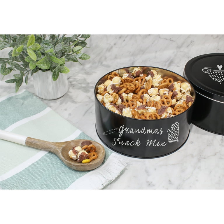Decorae Black Chalkboard Cookie Tins Set of 2 Round Baking and