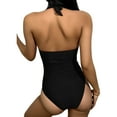 thumbnail image 3 of WREESH Womens One Piece Swimsuits Solid Color Swimwear High Waist Swimwear Sleeveless Bathing Suits Black, 3 of 6