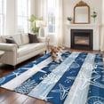 thumbnail image 3 of Navy Blue Coastal Beach Area Rug 8x10 Washable Rug Non Slip Nautical Starfish Coral Vintage Wooden Large Area Rug Soft Stainresistant Indoor Floor Carpet for Bedroom Home Office Dining Room, 3 of 8