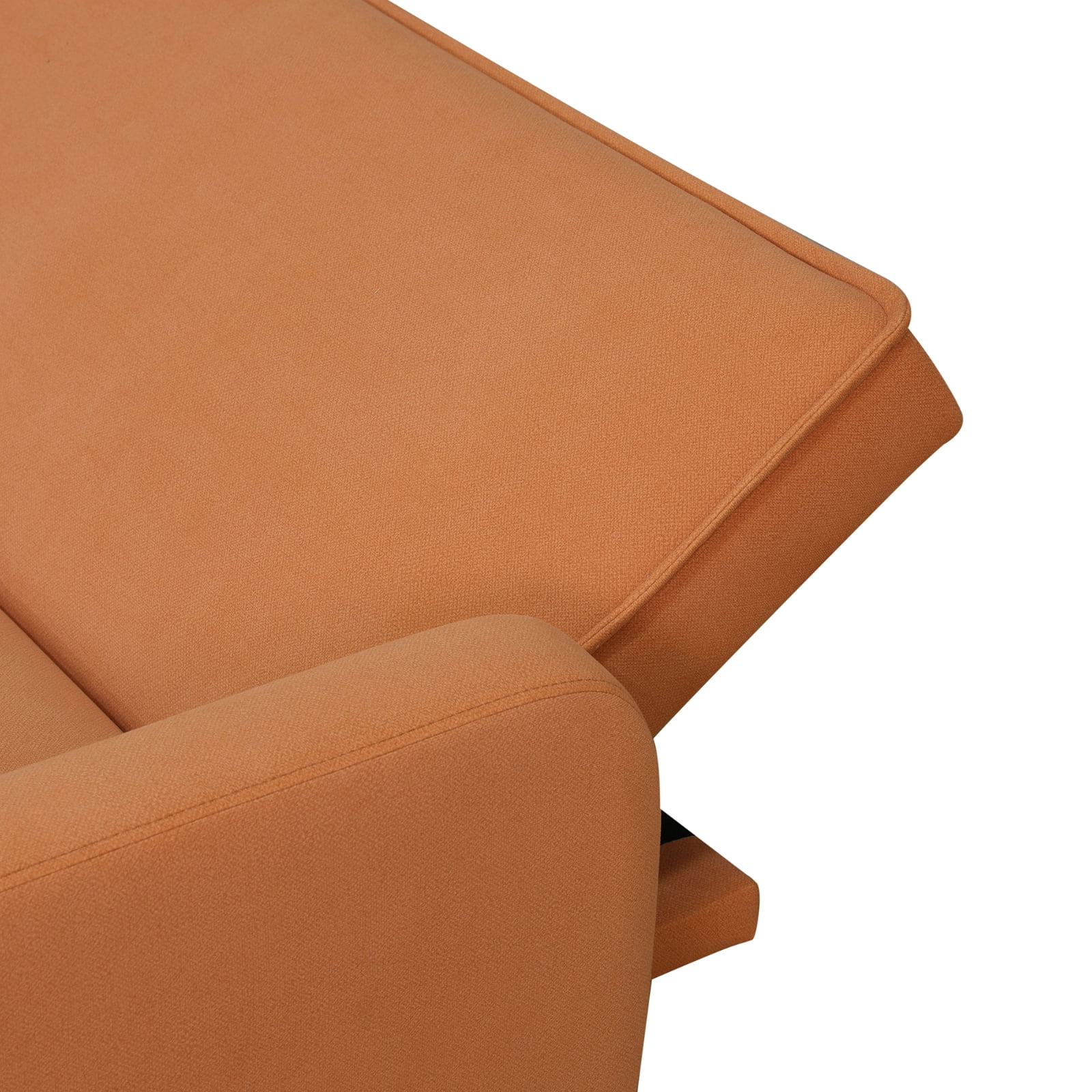 Futon Sofa Bed, Velvet Comfy Futon Couch Bed Convertible Sleeper Sofa with Adjustable Backrest, Orange