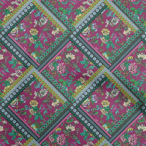 oneOone Polyester Lycra Dark Magenta Fabric Florals Craft Projects Decor Fabric Printed By The Yard 56 Inch Wide