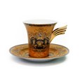 thumbnail image 3 of Euro Porcelain 12 pc Yellow Tea Set Medusa Greek Key 24K Gold Service for 6, 3 of 3