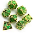 thumbnail image 2 of GFDYREE Steampunk Style Metal Dice Set 7 Die Polyhedral DND Dice Set D&D Dice for Dungeons and Dragons Role Playing Game and Math Teaching (Gold-Green Black), 2 of 7