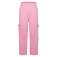 thumbnail image 6 of qolati Womens High Waisted Baggy Sweatpants Fleece Lined Athletic Workout Yoga Open Bottom Sweat Pants Elastic High Waist Cargo Joggers with Pockets Pink S 4, 6 of 7