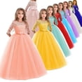 thumbnail image 2 of Vestido de bebé de 3 a 12 años, vestido de princesa para fiesta de cumpleaños para niña, vestido de novia con lazo de encaje esponjoso para niña de las flores, vestido de noche elegante para niña, 2 of 5