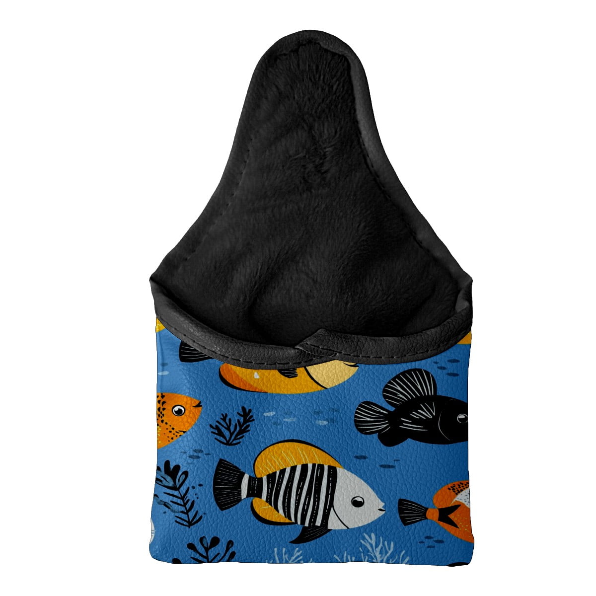 Golf Mallet Putter Cover Premium Leather Waterproof Golf Putter Head Cover with Magnetic Closure Cartoon Tropical Fish