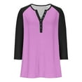 thumbnail image 6 of Wensltd Womens Loose Top Button 3/4 Sleeve Raglan T-shirt, 6 of 9