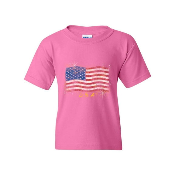 NIB - Big Girls T-Shirts and Tank Tops - American Flag USA in Gold