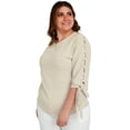 thumbnail image 2 of Blusa de lino con perlas Roman Fashion /Tallas Extras, 1815 (Arena) beige 38 Roman Fashion BL-GR-1815-ARENA, 2 of 6