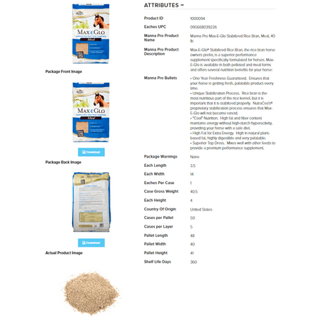 Manna Pro Max-E-Glo Stabilized Rice Bran, Meal, 40 lb