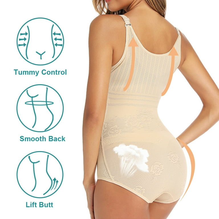 FITVALEN Seamless Women's Tummy Control Open Bust Mid-Thigh Bodysuit  Shapewear