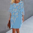 thumbnail image 1 of RKSTN Robes pour Femmes Robe de Soirée Industrie Lourde Dentelle Brodée Motif Sequins Robe Manches Sept Col Rond Robe Ample, 1 of 5