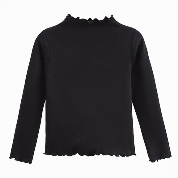 mgoYE Girl T-Shirts Toddler Baby Girls Mock Turtleneck Shirts Long Sleeve Thermal Pullover Kids Casual Solid Color Tee Tops 6M-12T(Black,6-12 Months)