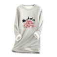 thumbnail image 2 of Chandails à Capuchon pour Adolescentes Femmes et Hiver Décontracté Mode Tempérament Peluche Chaude sous-Couche Imprimé de Noël Pull Manches Longues Col Rond Haut Tenues d'Hiver pour Femmes en Solde, 2 of 5