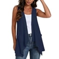 thumbnail image 3 of Womens Draped Cardigans Lightweight Sleeveless Open Front Duster Summer Casual Vest Jacket with Pockets (M, Navy), 3 of 7