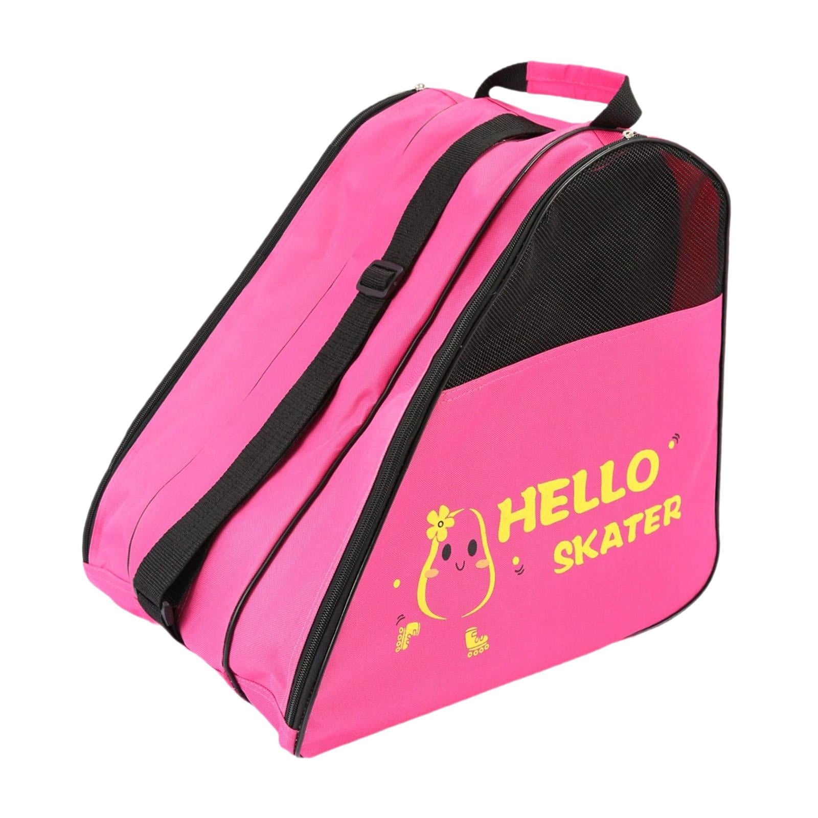 Dualoai Roller Skate Storage Bag, Skating Shoes Bag, Handbag, Breathable Carrying Pouch, Pink