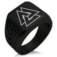 thumbnail image 1 of Stainless Steel Norse Valknut Viking Geometric Pattern Biker Style Polished Ring, 1 of 1