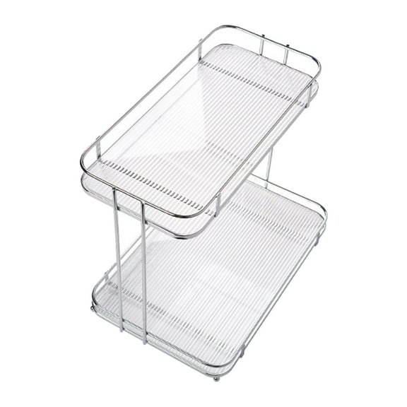 Bathroom Counter Organizer Cup and Mugs Holder Multiuse 2 Tiers Cosmetic Organizer for Kitchen Desktop Coffee Table Tabletop Dressing Table Argent