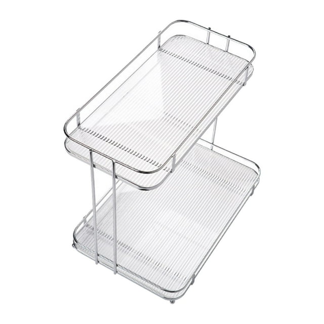GUOOL Countertop Organizer Spice Bottle Stand Plates Bathroom Storage Stand for Dining Argent