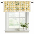 thumbnail image 2 of 2 Pack Valances for Windows, Yellow Lemons Window Valances for Living Room/Bedroom/Bathroom, Floral Wreath Leaves Buffalo Plaid Light Filtering Kitchen Curtain Valance Window Treatment 42"W x12" L, 2 of 9