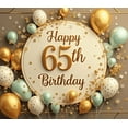 thumbnail image 4 of Golden Theme 65th Birthday Banner Festive Decoration Balloon Design Party Backdrop for Senior Celebration Event Indoor Setup, 4 of 7