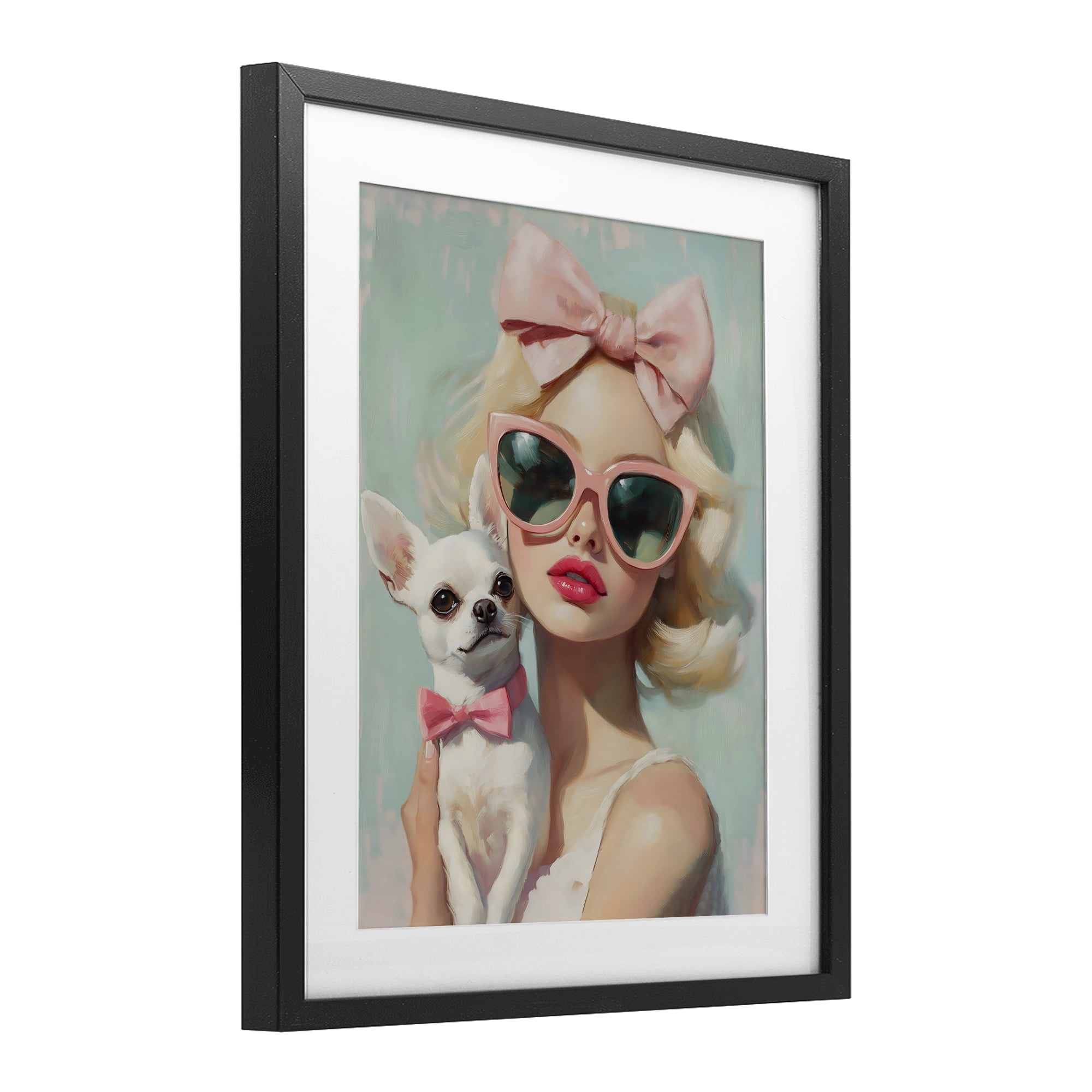 Stupell Industries Girl with Chihuahua Black Framed Print Under Glass, design by The Prints Vibe