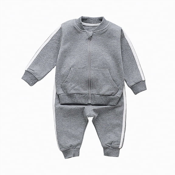 Hessimy Toddler Boys Girls Spring Summer 2Pcs Solid Long Sleeve Pullover Sweatshirt Pants Soft Sweatsuit 2M-14T(Grey,7-8 Years)