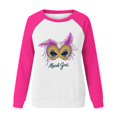 thumbnail image 4 of Uootdi Mardi Gras Long Sleeve Shirts for Women Crewneck Funny Carnival Themed Graphic Tops Mardi Gras New Orleans Festival Purple Sweatshirt for women Gift, 4 of 6
