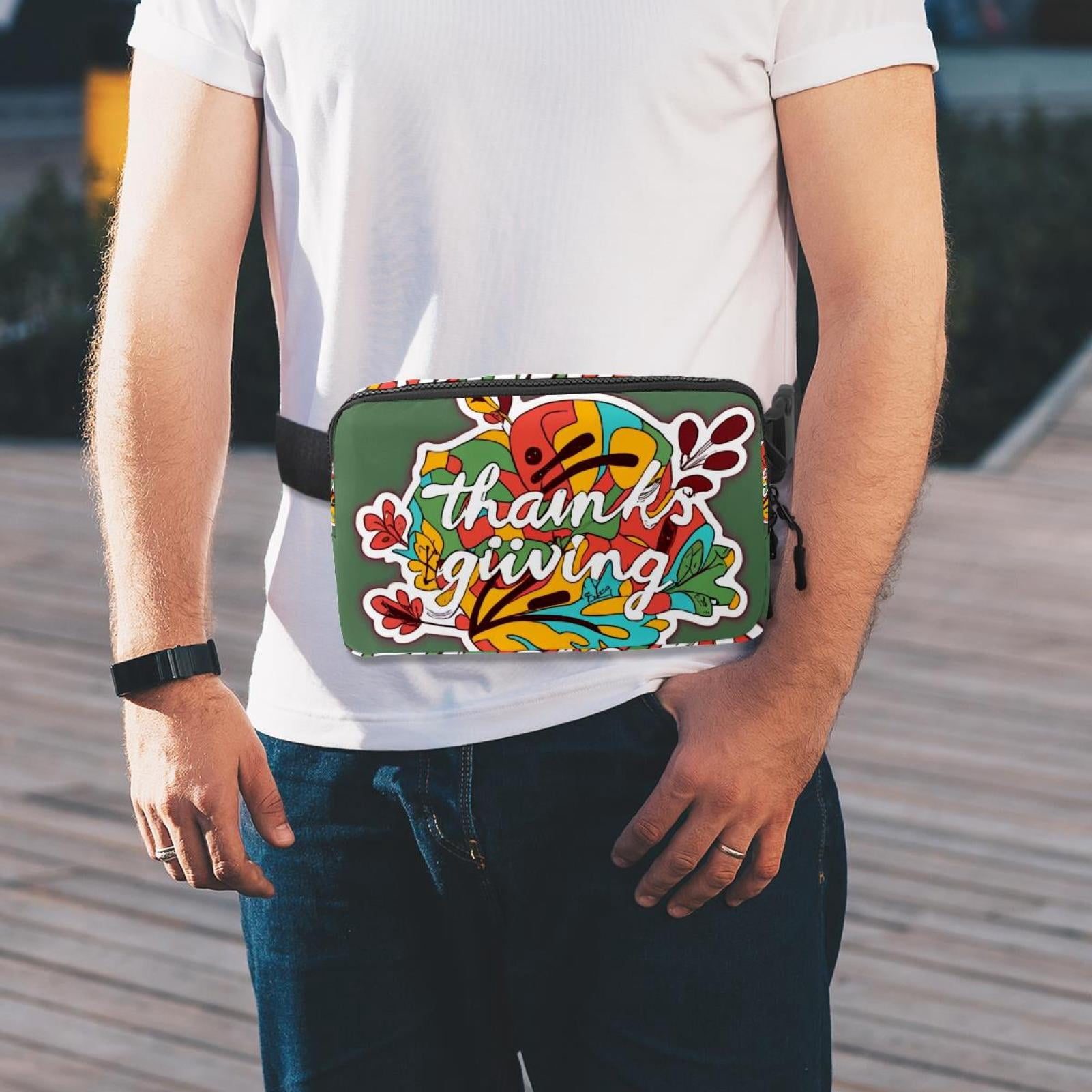 Thanksgiving Lightweight Adjustable Sling Bag Running Belt Waist Pack with Extension Strap Unisex