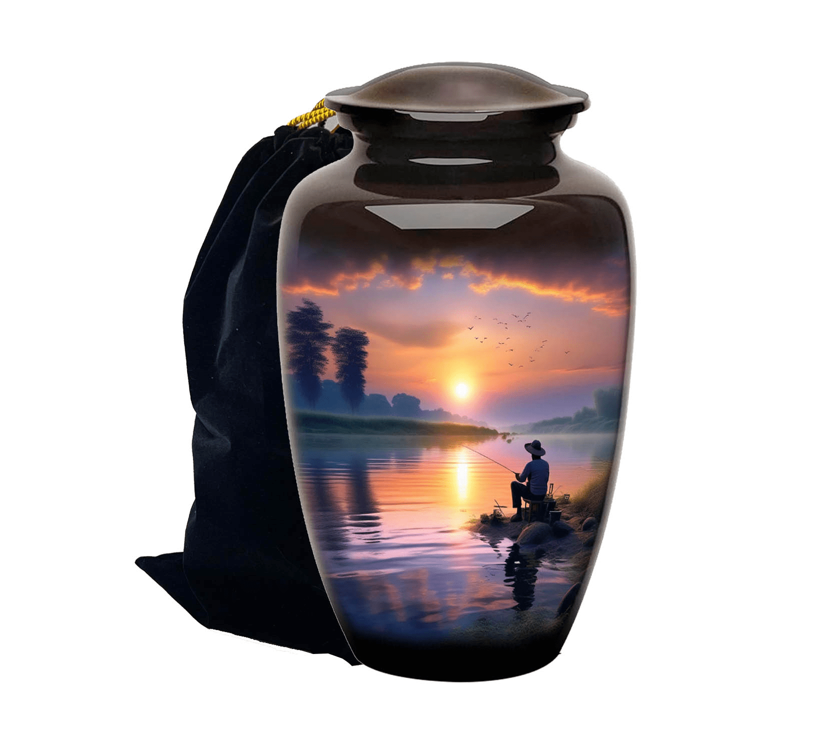 Fishing Man urn, Pictured Cremation Urn for Human Ashes, Completely Handicrafted with,Gone Large Cremation Fishing Urns for Human Ashes Adult Male Female - 200 Lbs Decorative Men Urn Fishing