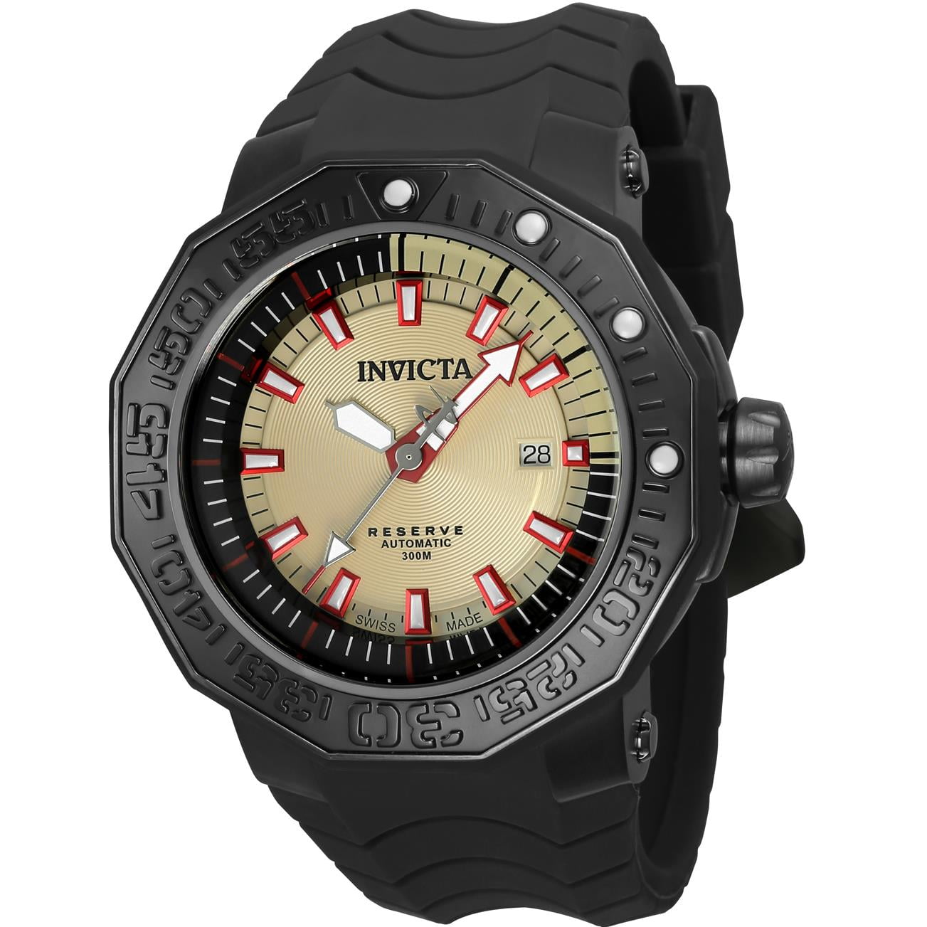 Invicta - Invicta Men's Reserve Grey Silicone Band Steel Case Automatic White Dial Analog Watch 