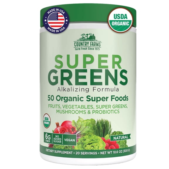Country Farms Super Greens Drink Mix, Unflavored, 10.6 oz, 20 Servings