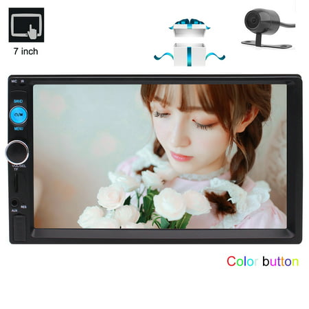 2 Din Car MP5 Video Radio Player in Dash Double Din Car Stereo for Bluetooth 7 inch Capacitive Touch Screen Car Deck Headunit Support Remote Control With Rearview