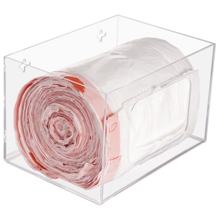 Extra Large Trash Bag Dispenser Roll Holder, Wall Mount Acrylic Kitchen Under Sink Pantry Organizer Storage Box for 13 33 30 Gallon Garbage Bag Grocery Bag Plastic Bag Holder