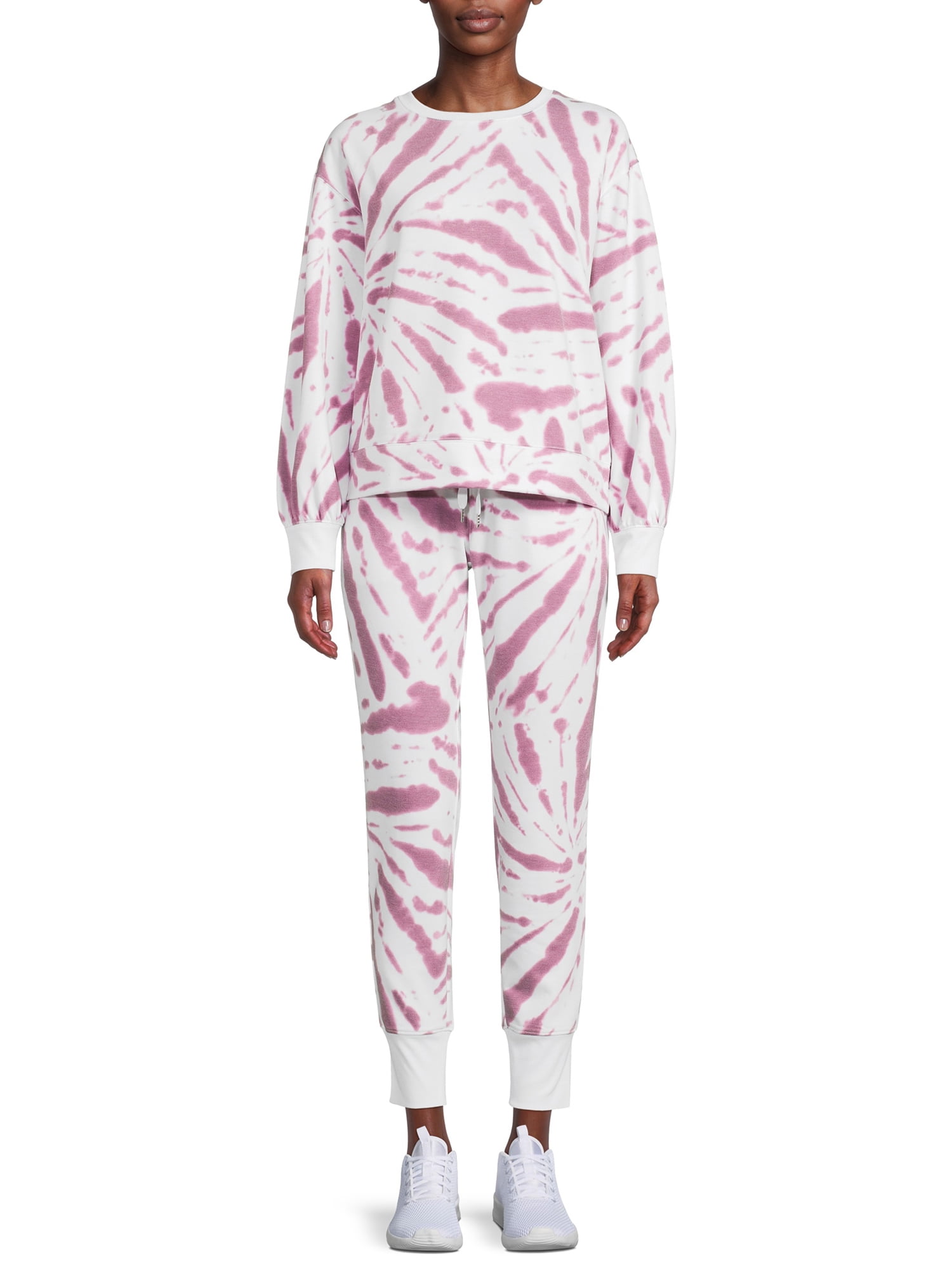 Athletic Works Women's Printed Brushed Jersey Sweatshirt and Jogger