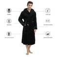 thumbnail image 3 of U2SKIIN Mens Hooded Robe, Plush Soft Warm Mid Length Fleece Bathrobe for Men (Black Hooded,S-M), 3 of 6