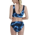 thumbnail image 3 of Daiia Blue Lightning printed 2 piece Swimsuit Bikinis for Women High Waisted Racerback Bathing Suits Summer Tummy Control Scoop Neck Swimwear-Large, 3 of 8