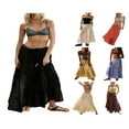 thumbnail image 2 of Jupes Maxi Boho d'Été pour Femmes Jupe Longue Plissée à Taille Élastique à Volants Jupe Fluide Mode Urbaine, 2 of 7