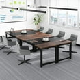thumbnail image 4 of Tribesigns 63” Executive Desk, Large Office Computer Desk with Thicken, Frame Modern Simple Workstation Business Furniture for Home Office, Rustic Brown/Black, 4 of 6