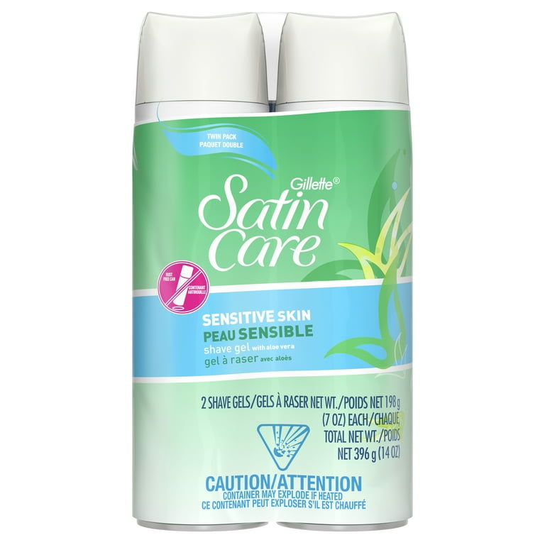 Gillette Satin Care Sensitive Women's Shaving Gel Twin Pack 14 oz with Aloe  Vera, Light Fragrance - Walmart.com